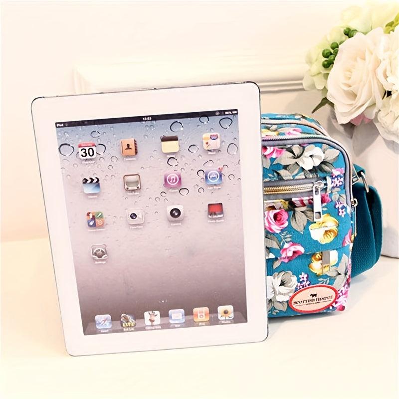 Flower Pattern Square Bag Classic Zipper Crossbody Bag Women's Purse