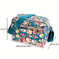 Flower Pattern Square Bag Classic Zipper Crossbody Bag Women's Purse