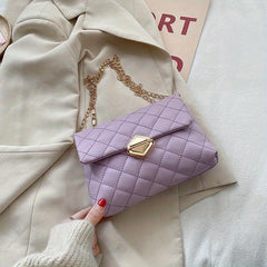 Argyle Quilted Crossbody Bag Chain Shoulder Buckle Flap Purse
