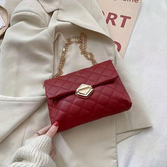 Argyle Quilted Crossbody Bag Chain Shoulder Buckle Flap Purse
