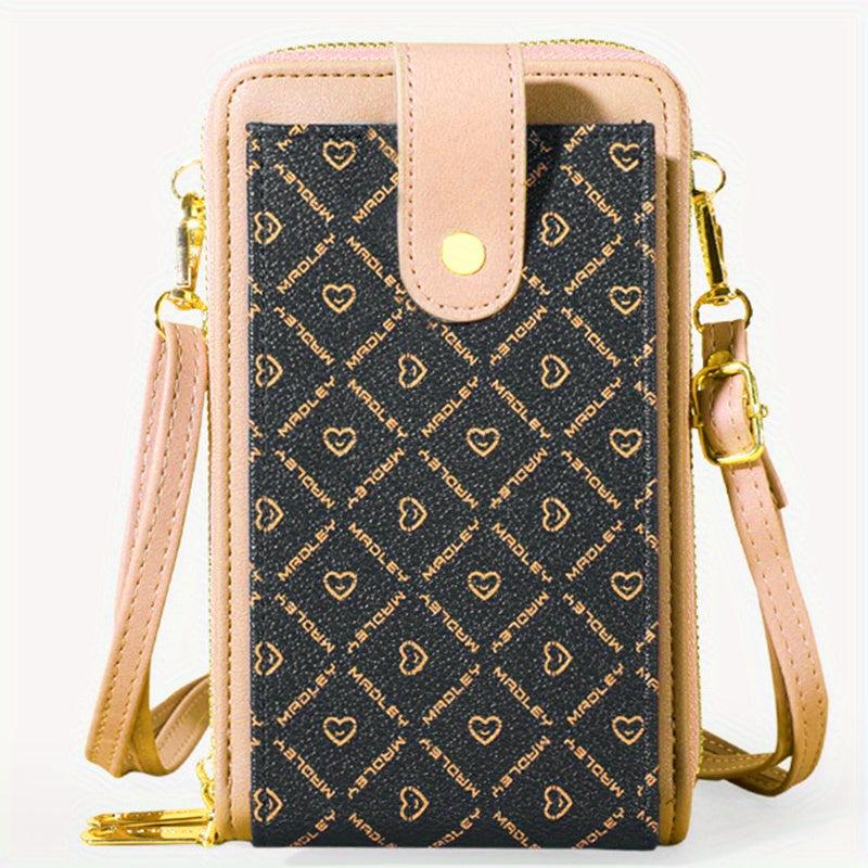 Geometric Pattern Crossbody Bag, Touch Screen Phone Purse