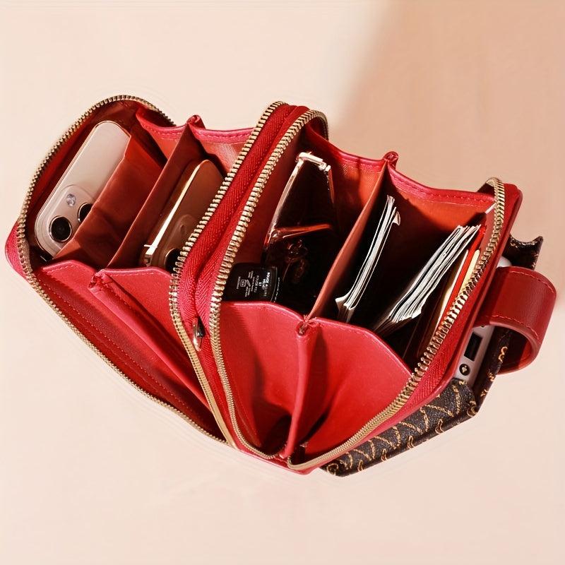 Geometric Pattern Crossbody Bag, Touch Screen Phone Purse