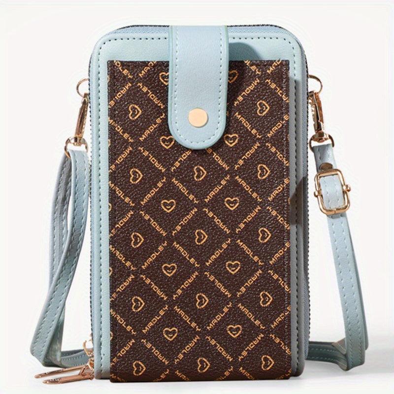 Geometric Pattern Crossbody Bag, Touch Screen Phone Purse