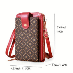 Geometric Pattern Crossbody Bag, Touch Screen Phone Purse
