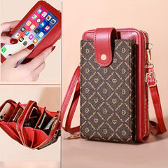 Geometric Pattern Crossbody Bag, Touch Screen Phone Purse
