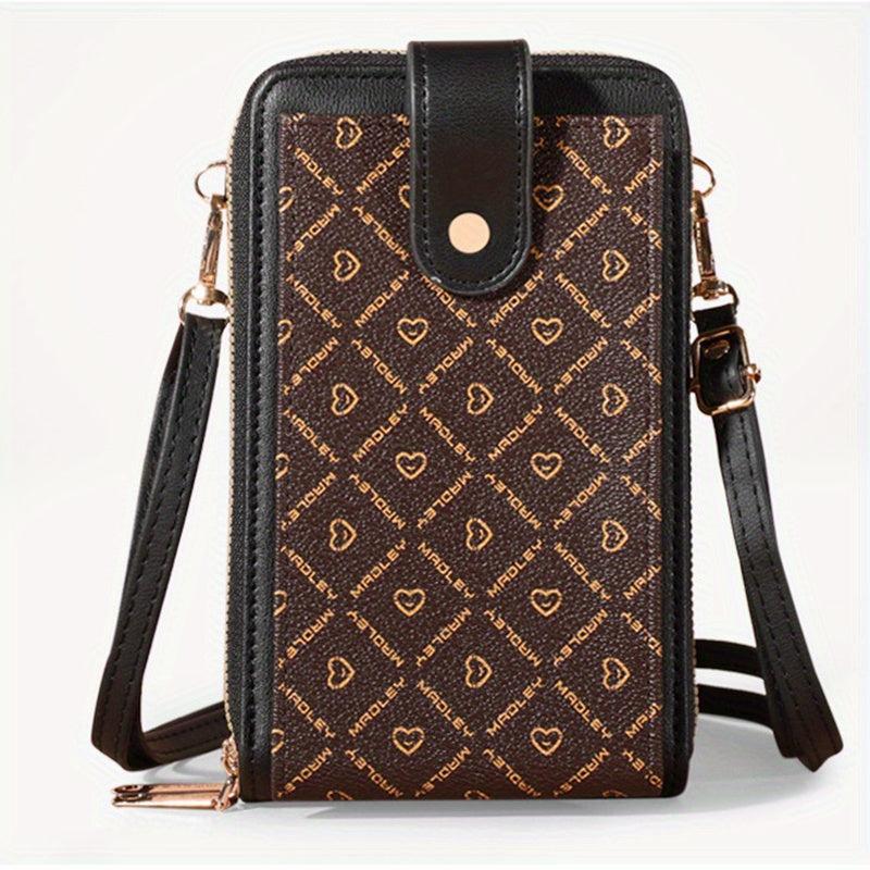Geometric Pattern Crossbody Bag, Touch Screen Phone Purse