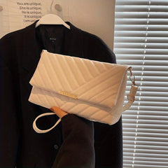 Chevron Quilted Flap Crossbody Bag Stylish Handbag Purse