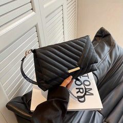 Chevron Quilted Flap Crossbody Bag Stylish Handbag Purse