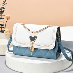 Colorblock Square Flap Bag Love Embroidered Shoulder Bag