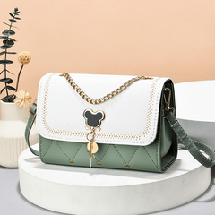 Colorblock Square Flap Bag Love Embroidered Shoulder Bag