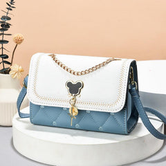 Colorblock Square Flap Bag Love Embroidered Shoulder Bag