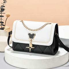 Colorblock Square Flap Bag Love Embroidered Shoulder Bag