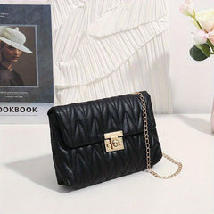 Quilted Chain Crossbody Bag Faux Leather Shoulder Bag