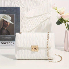 Quilted Chain Crossbody Bag Faux Leather Shoulder Bag
