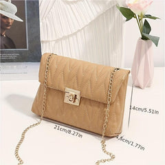 Quilted Chain Crossbody Bag Faux Leather Shoulder Bag
