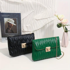 Quilted Chain Crossbody Bag Faux Leather Shoulder Bag