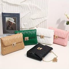 Quilted Chain Crossbody Bag Faux Leather Shoulder Bag
