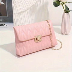 Quilted Chain Crossbody Bag Faux Leather Shoulder Bag