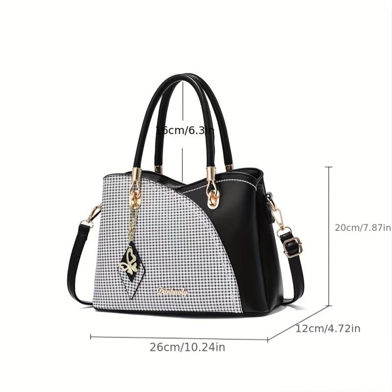 Butterfly Pendant Double Handle Tote Handbag