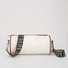 Argyle Pattern Crossbody Bag Love Printed Strap Barrel Bag