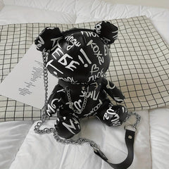 Bear Doll Shape Shoulder Bag Zipper Crossbody Bag