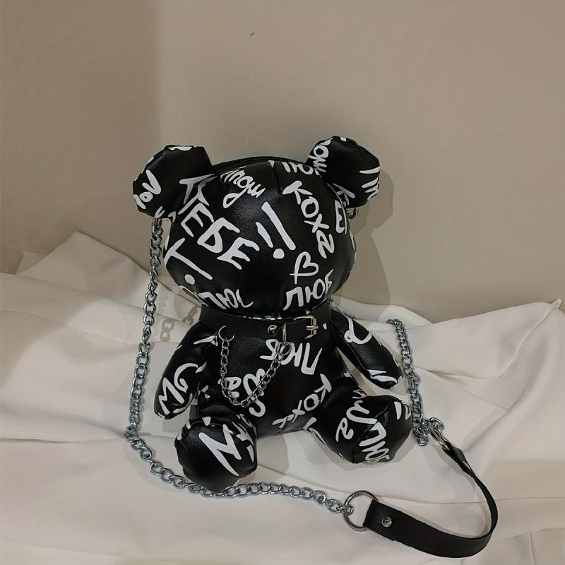 Bear Doll Shape Shoulder Bag Zipper Crossbody Bag