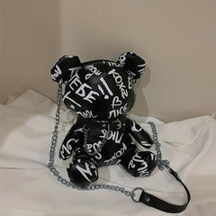 Bear Doll Shape Shoulder Bag Zipper Crossbody Bag