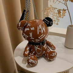 Bear Doll Shape Shoulder Bag Zipper Crossbody Bag