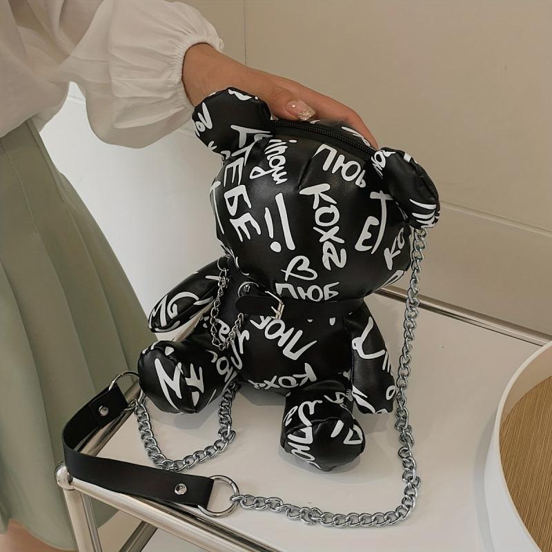 Bear Doll Shape Shoulder Bag Zipper Crossbody Bag