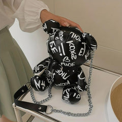 Bear Doll Shape Shoulder Bag Zipper Crossbody Bag