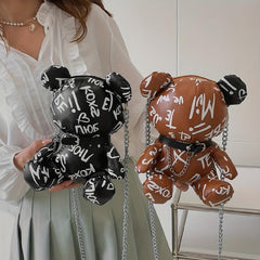 Bear Doll Shape Shoulder Bag Zipper Crossbody Bag