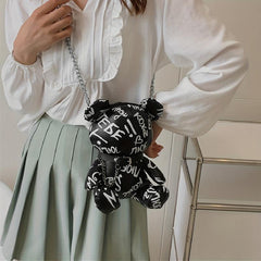 Bear Doll Shape Shoulder Bag Zipper Crossbody Bag