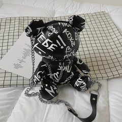 Bear Doll Shape Shoulder Bag Zipper Crossbody Bag