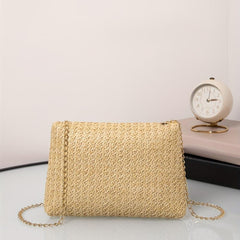 Straw Square Bag Beach Flap Purse Women Chain Crossbody Bag
