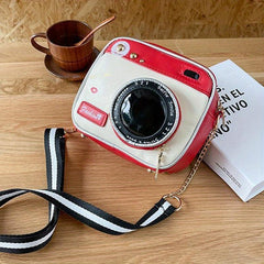 Funny Camera Pattern Zipper Crossbody Bag Adjustable Strap Shoulder Purse