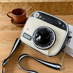 Funny Camera Pattern Zipper Crossbody Bag Adjustable Strap Shoulder Purse