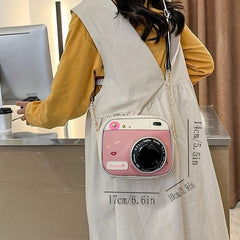 Funny Camera Pattern Zipper Crossbody Bag Adjustable Strap Shoulder Purse