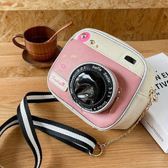 Funny Camera Pattern Zipper Crossbody Bag Adjustable Strap Shoulder Purse