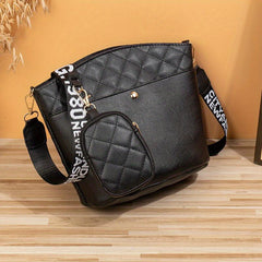 Argyle Quilted Bucket Bag Set Crossbody Bag With Coin Purse Women's Shoulder Bag