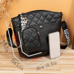 Argyle Quilted Bucket Bag Set Crossbody Bag With Coin Purse Women's Shoulder Bag