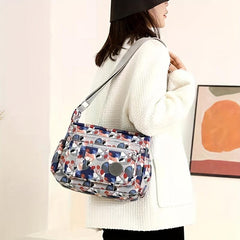 Graphic Print Nylon Crossbody Bag Large Capacity Pocket Purse