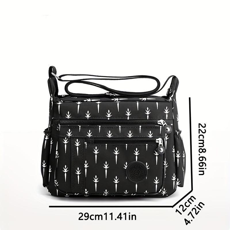 Graphic Print Nylon Crossbody Bag Large Capacity Pocket Purse
