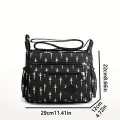 Graphic Print Nylon Crossbody Bag Large Capacity Pocket Purse