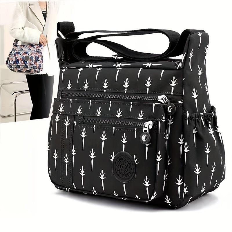 Graphic Print Nylon Crossbody Bag Large Capacity Pocket Purse