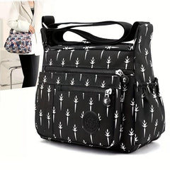 Graphic Print Nylon Crossbody Bag Large Capacity Pocket Purse