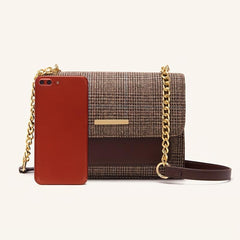 Vintage Houndstooth Crossbody Bag Women's Chain Shoulder Bag