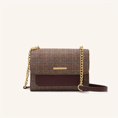 Vintage Houndstooth Crossbody Bag Women's Chain Shoulder Bag