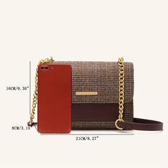Vintage Houndstooth Crossbody Bag Women's Chain Shoulder Bag
