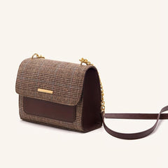 Vintage Houndstooth Crossbody Bag Women's Chain Shoulder Bag