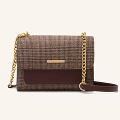 Vintage Houndstooth Crossbody Bag Women's Chain Shoulder Bag